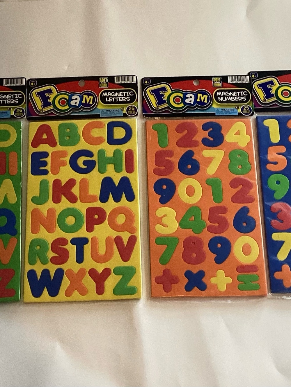 Lot Of 4 Foam Magnetic ABC Letters 26 PCs & 25 PCs Numbers, Colorful Educational